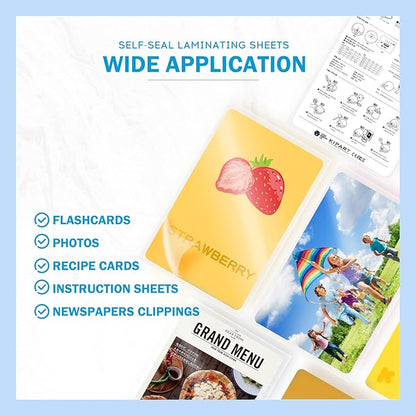 Uinkit Self Sealing Laminating Pouches Self Adhesive Laminating Sheets for Small Bussinesss Cards 2.6x3.9inches 50Pack 10Mil Thick Laminate Sheets Gloss Finish No Machine Need