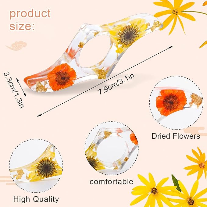 Book Lover Gifts, 2 Pcs Thumb Book Page Holder Dried Flower Resin Book Page Holder and 1 Pcs Bookmark with Tassel, Christmas Gifts Stocking Stuffers for Women Kids