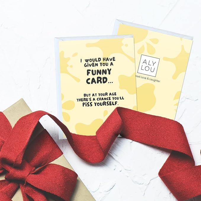 ALY LOU Funny Birthday Card, Retirement Card, Congratulations Congrats Card for Him/Her (Piss Yourself)