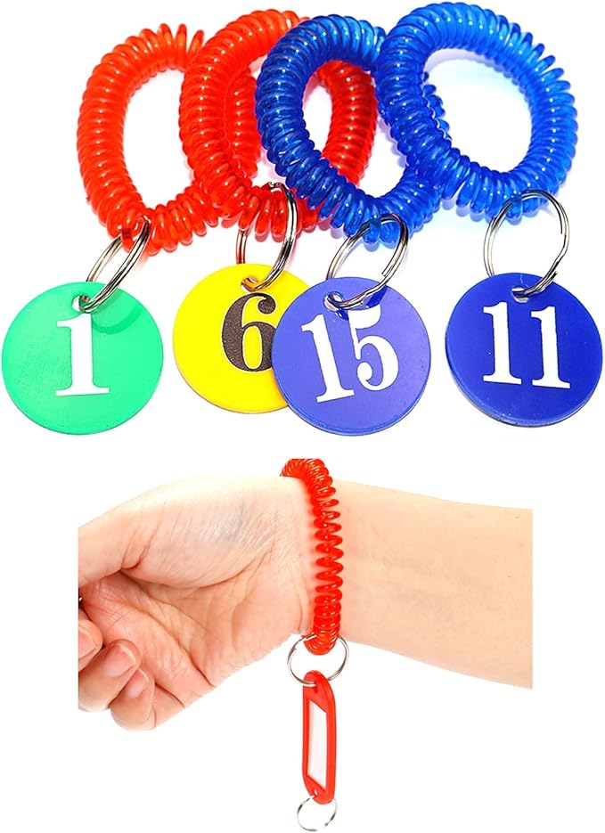 Pack of 36 Colorful Spring Spiral Wrist Coil Key Chain, Wristband Key Ring (Solid Red)