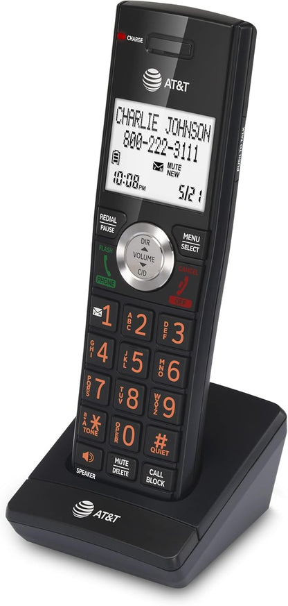 AT&T CL80067 Accessory Handset for CL82x07, CL82x57, CL82x67, CL83x07, CL84x07 Series Cordless Phone for Home with Call Blocking, Caller ID Announcer, Intercom, and Long Range, Black/Wood Grain Finish