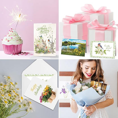 Zhanmai 80 Pack 4 x 6 Inch Religious Christian Birthday Cards Bulk with Scripture Assorted Bible Verse Designs Christian Blessings Birthday Cards with Envelopes (Scenic Style)