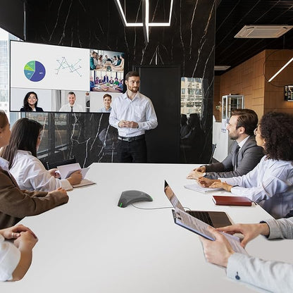 USB Speakerphone with Dual Hub - Conference Room Omnidirectional Microphone and Speaker, Computer Speakers with Microphone for Home Office, 360° Voice Pickup & Noise Reduction Mics for 8-10 People