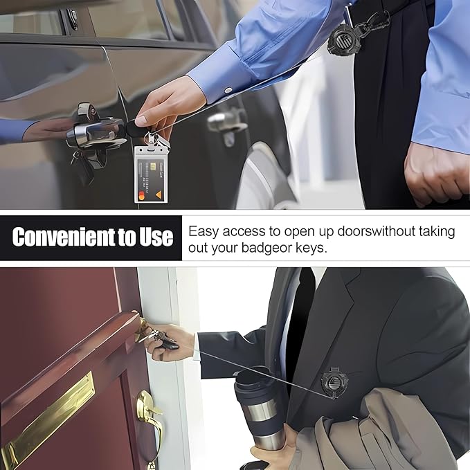 bolimoss 2 Pack Retractable Keychain with Belt Clip, Heavy Duty 360° Swivel Carabiner Key Chains, Impact Resistance ID Badge Reels with 31.5” Wire Rope and Key Ring, Up to 10 oz (US Flag