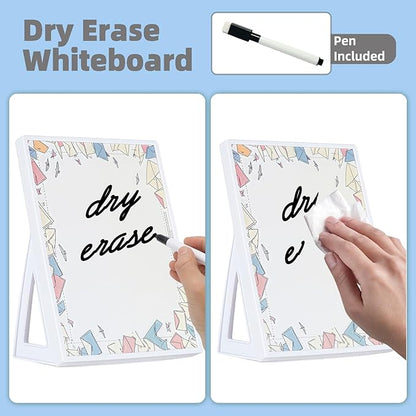 Desktop Whiteboard with Pre-Set Designs, Small White Board Dry Erase for Desk, Mini Dry Erase Board 8.5" x 6", Compact Desktop Whiteboard for Kids(Mail)