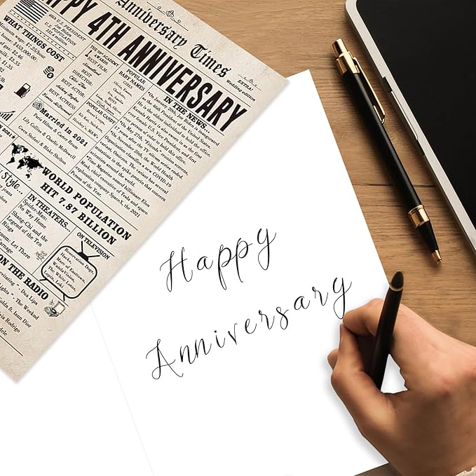 Funny 4th Anniversary Card for for Him Her, Large 4 Years Marriage Anniversary Card Gift for Husband Wife Couple, Fruit Anniversary Card for Women Men