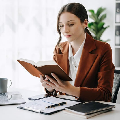 Hardcover Executive Notebooks, 160 Pages Line Ruled Classic Notebook Journal, Leather Notebooks with Pen for Bussiness College Writing Brown