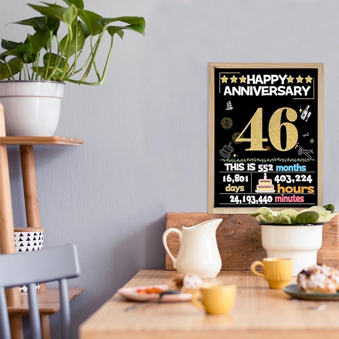 Joycard 46th Anniversary Card for Women Men, Gold Wedding Card for Wife Husband, Sweet Marriage Decorations Gifts for Couple, Perfect for Her Him on Anniversary Day, Back in 1979