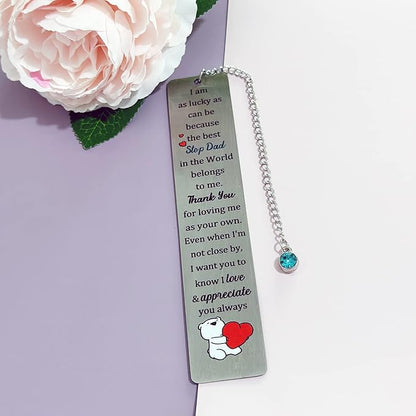 Step Dad Bookmarks Fathers Day Gifts Bookmarker Birthday Retirement Appreciate Love Quotes Keepsakes Personalised Thank You for Loving Me as Your Own Christmas Thanksgiving Men Book Lover Accessory