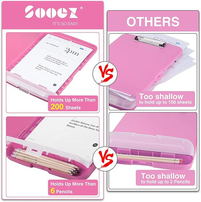 Sooez Clipboard with Storage, High Capacity Nursing Clipboards with Pen Holder, Heavy Duty Plastic Storage Clipboard with Low Profile Clip, Clipboard Folder, Teacher Must Haves, Office Supplies