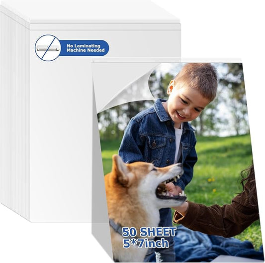 50 Sheets Self Seal Laminating Pouches 5x7 Self Adhesive Laminating Sheet No Heat No Laminating Machine Needed for Photos Index Cards