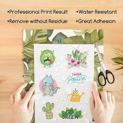 A-SUB 55 Sheets Vinyl Sticker Paper for Inkjet Printer - Glossy Printable Vinyl 8.5x11 Inch Waterproof Sticker Paper for DIY Any Decal You Like