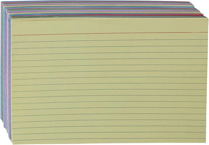 Amazon Basics Ruled Color Index Cards, 300 Count/Cards, Assorted, 5 x 8 in