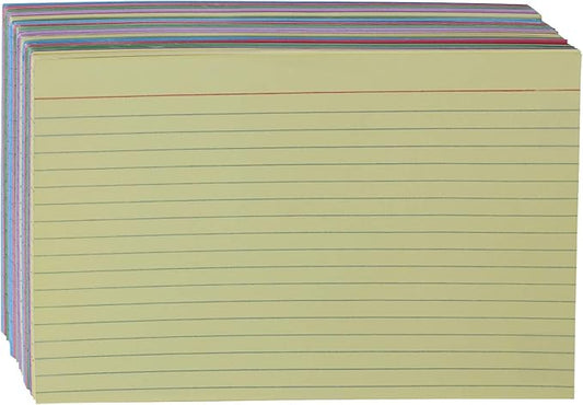 Amazon Basics Ruled Color Index Cards, 300 Count/Cards, Assorted, 5 x 8 in