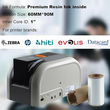 2.36’’ x 295’ UV Color Ribbon 1 Roll, Gencore Fluorescent Anti Theft Invisible Marking Ribbon 1000 Prints, 1'' Core, Compatible for HITI-CS200 HITI-CS200E, Invisible Under UV Light to Blue