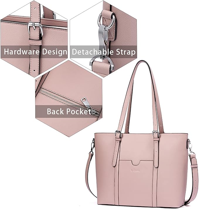 Telena Laptop Tote Bag for Women, 15.6 Inch Shoulder Tote Bag Leather Briefcase for Women, Large Capacity Handbag Bags