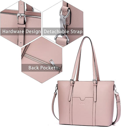 Telena Laptop Tote Bag for Women, 15.6 Inch Shoulder Tote Bag Leather Briefcase for Women, Large Capacity Handbag Bags