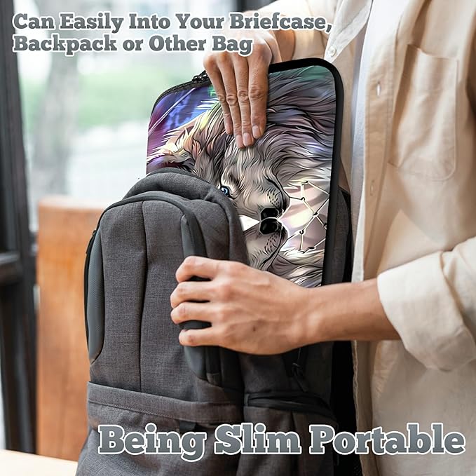 Universal Tablet Laptop Sleeve Case 10 inch, Couple Wolf Slim Carrying Case Durable Handbag Travel Laptop Bag for 7 to 10-inch Laptops/Notebook/Kids Tablet/ipad/eBook Readers