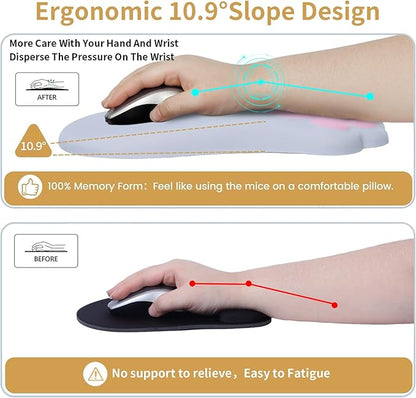 Ergonomic Mouse Pad with Wrist Rest,Cute Cat Paw Mousepad Wrist Support,Comfortable Massage Design Computer Pain Relief Mouse Pad with Non-Slip PU Base for Desk Laptop Gaming Office,Grey