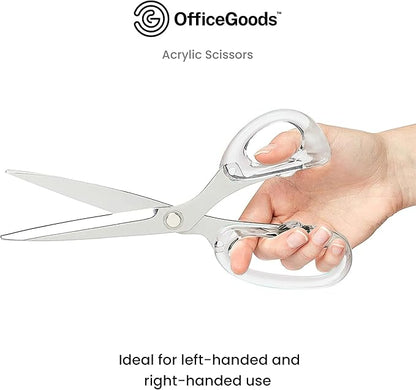OfficeGoods 9” Stainless Steel Acrylic Scissors for Office and Home - Aesthetic and Sharp All Purpose Scissors, Perfect for Sewing, Arts and Crafts - Silver