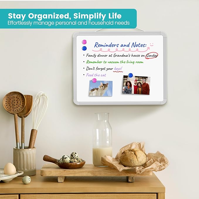 Small Double-Sided White Board Dry Erase Board For Wall, 14"x11" Hanging Whiteboard for Door, Mini Dry Erase Board with a black dry erase marker, Small Whiteboard for Kids Students, Back To School, WH