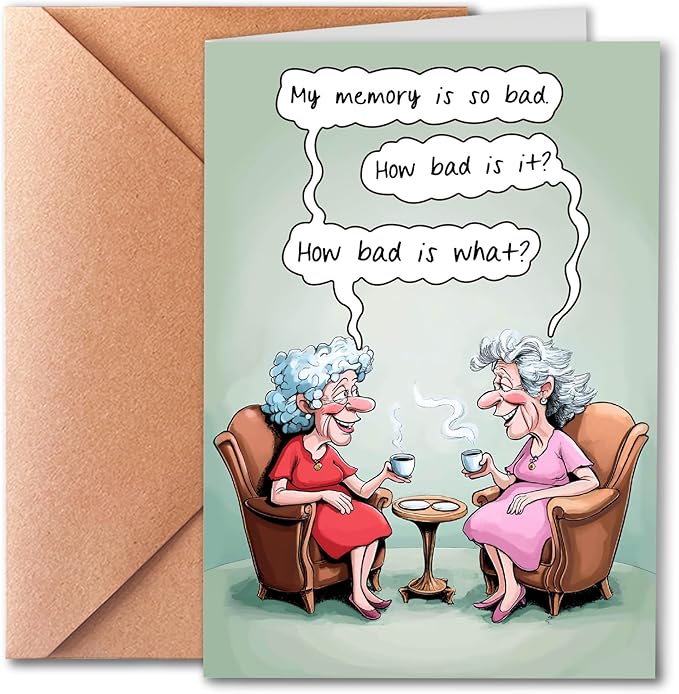 Funny Birthday Card For Women, Funny Wishes for 60th, 70th, 80th Birthday Card for Grandma, Sister, Aunt, Friend, Bad Memory, Suitable for Any Recipient, Unique Gift Creative with Envelope