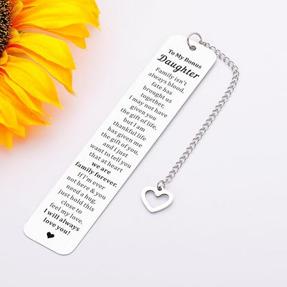 Bonus Daughter Gifts - to My Bonus Daughter Bookmarks Unbiological Daughter Gifts Stepdaughter Gifts for Stepmom Mother Daughter Gifts from Mom Birthday Christmas Valentines Gifts for Daughter