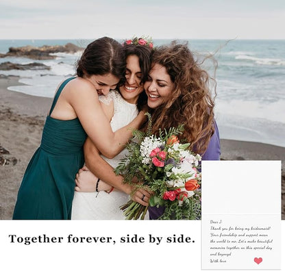 14 PACK Thank You for Being My Bridesmaid Card |Blank Inside Wedding Ceremony Thank You Card | Premium Recycled Linen Cardstock | With Matching Envelope | 5.9"x3.9"