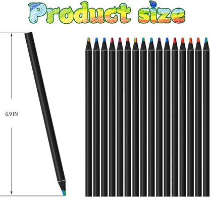 7 Color in 1 Rainbow Colored Pencils, Black Wooden Pencils, Multicolored Art Supplies for Coloring Drawing Sketching, Pre-sharpened 16Pcs