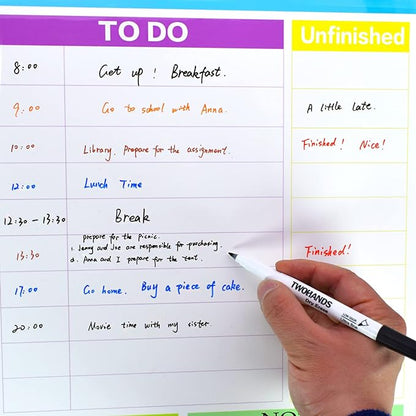 TWOHANDS Dry Erase Markers Ultra Fine Tip,0.7mm,Low Odor,Extra Fine Point,Black,Whiteboard Markers for Office,Home,or Planning Whiteboard,12 Count,20536