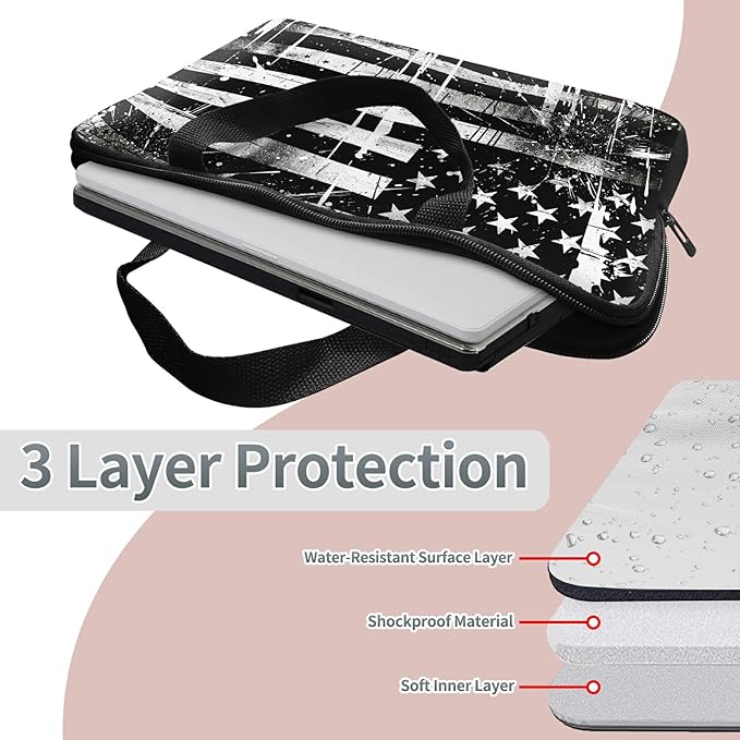 Universal Tablet Laptop Sleeve Case 10 inch, Retro Dirty Flag Slim Carrying Case Durable Handbag Travel Laptop Bag for 7 to 10-inch Laptops/Notebook/Kids Tablet/ipad/eBook Readers