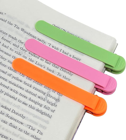 Automatic Bookmark, Silicone Smart Book Marks for Reading Women, Men, Kids, Book Markers Clip Reading Accessories Gifts for Book Lovers (1 Green+1 Pink+1 Orange)