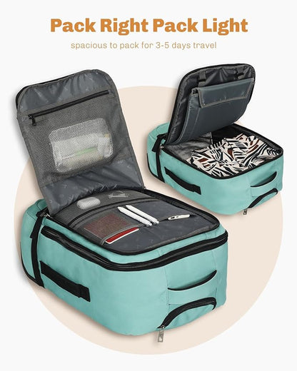 Hynes Eagle Rolling Backpack 42L Backpack with Wheels Airline Approved Carry on Luggage Laptop Travel Backpack for Women Men Mint Green