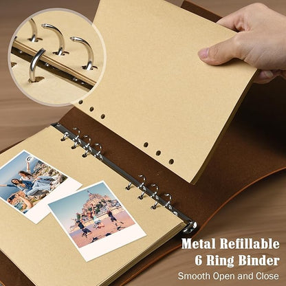 Leather Journals Notebooks with Blank Pages, Vintage Refillable Journal for Writing, Personal Travel Diary Art Sketchbook to Write in, Gifts for Women, Men, Teen Girls and Boys, 160 Pages A6 (Blue)