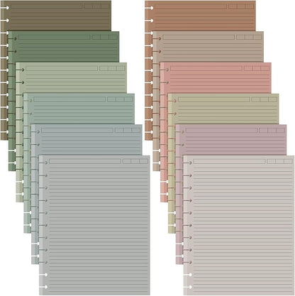 PerKoop 12 Pack 480 Sheets Colored Discbound Refill Paper 8.5 x 11 Inch College Ruled 11 Disc Letter Size Lined Paper Multicolored Refill Notebooks Disc Paper for Refill Paper Journaling(Novel Color)