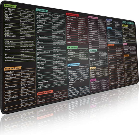 Linux Commands Line Mouse pad - Extended Large Cheat Sheet Mousepad. Shortcuts to Kali/Red Hat/Ubuntu/OpenSUSE/Arch/Debian/Unix Programmer. Non-Slip Gaming Desk mat