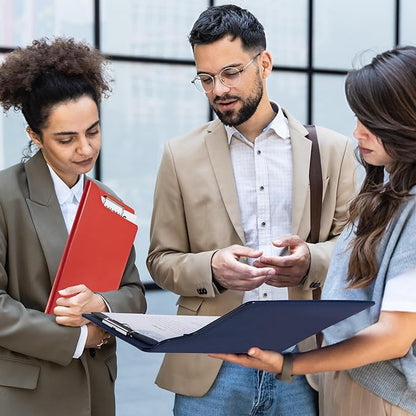 ProCase Clipboard Folder Portfolio, A4 Leather Padfolio Clipboard, Business Portfolio Clipboard Folder Professional Portfolio for Interview Resume Office Conference -Darkblue