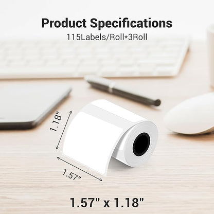 Direct Thermal Labels,1.57''X1.18'' (40 x 30 mm)Thermal Label Sticker,Thermal Printer Labels for UPC, Barcodes, Postage, Address,Compatible with Most Desktop Label Printers, 115 Labels, 3 Rolls