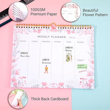 Yoment Weekly Planner Notepad 8.5x11 Weekly To Do List Notepad 52 Weekly Desk Planner Calendar Hangble Undated Weekly Planning Pad for Work,Home,School,Ofiice Supplies,Matching 44 Notepad,Pink