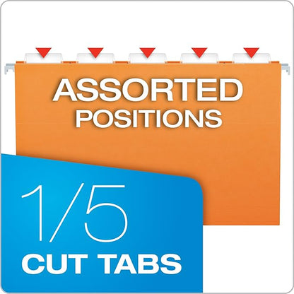 Pendaflex Recycled Hanging Folders, Legal Size, Orange, 1/5 Cut, 25/BX (81627)