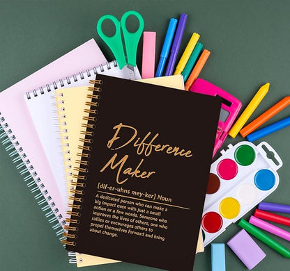 OXW Difference Maker Appreciation Gift, Meeting Notebook for Work, Thank You Gifts for Leader Mentor Manager Boss, Office Supplies Social Worker Notebook, Orange Hardcover Spiral Notebook 5.5 x 8.3