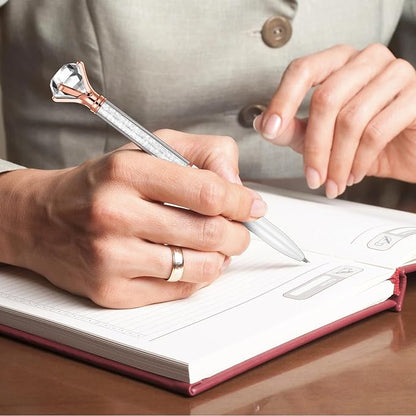 Sherr 100 Pack Big Crystal Diamond Pens Cute Ballpoint Pens Retractable Ballpoint Rhinestones Crystal Bling Gem Plated Black Gel Ink Office Supplies Gifts for Women(White,Glitter)