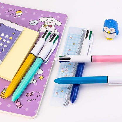 16-Pack Multicolor Ballpoint Pens. 4 color pens in one: red, blue, black, and green. It writes smoothly and is suitable for use in planners. These are 0.7mm multicolor pens.