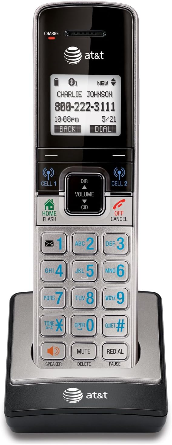 AT&T TL90073 Accessory Cordless Handset, Silver/Black | Requires an AT&T TL92273, TL96273, or Other Models to Operate