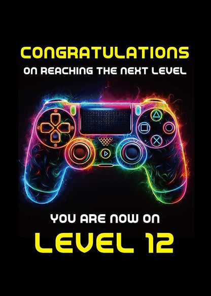 Gooji 5x7 Gamer Birthday Card for Boys – Cool Video Game Birthday Card for Son, Grandson, Brother, Nephew, Kids Ages 9, 10, 11, 12 – Fun Gift for Gamers (12Y)