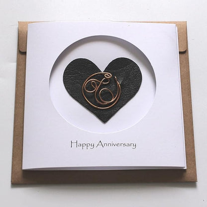 Personalized Initial Copper Card, Copper Initial, Anniversary Card for Her, Couple, Gift for Her (T)