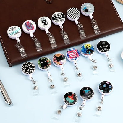 Flower Badge Reels Holder Retractable with ID Clip for Nurse Name Tag Card Nursing for Doctor Teacher Student Employee Office Medical Work 1