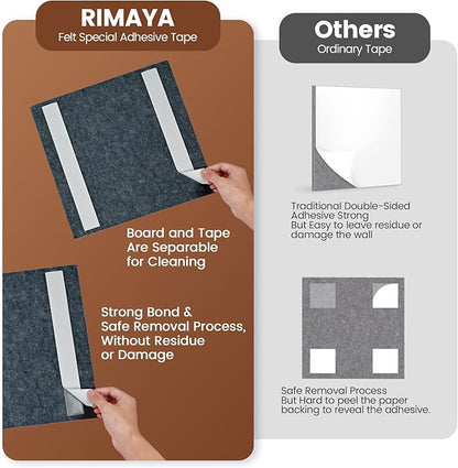 Large Cork Board for Walls with 30 Push Pins-48"X36", Easy to Peel&Stick Vision Bulletin Board Tiles, Black Poster Felt Board Supplies Set Home Office Classroom Corkboard Decor Self Adhesive