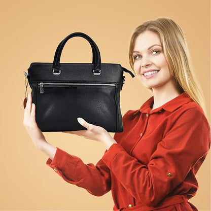 Genuine Leather Men’s Hand Bag, 14.5 inches Laptop BagBusiness Briefcase, Travel Crossbody Bag