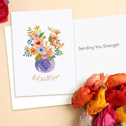 Sweetzer & Orange Bulk Get Well Cards With Envelopes, 24 Get Well Soon sheets Bundel. 300gsm Thick Greeting Cards and (120gsm) Envelopes, Feel Better Soon decor sheets